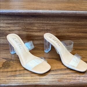 Wild Pair Transparent Strap Nude Heels